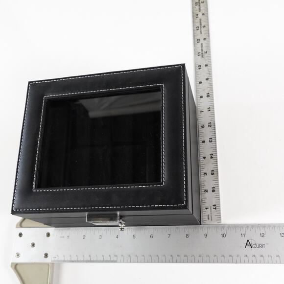 Songmics Black Synthetic Leather Watch Box 8 Slot Glass Window Lid Display Case - Picture 13 of 15
